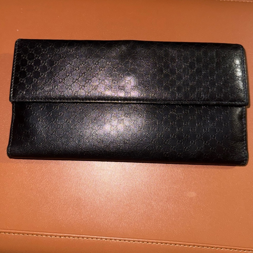 Gucci Microguccissima Jackie Piston Lock Authentic Leather Wallet in Black - Picture 4 of 14